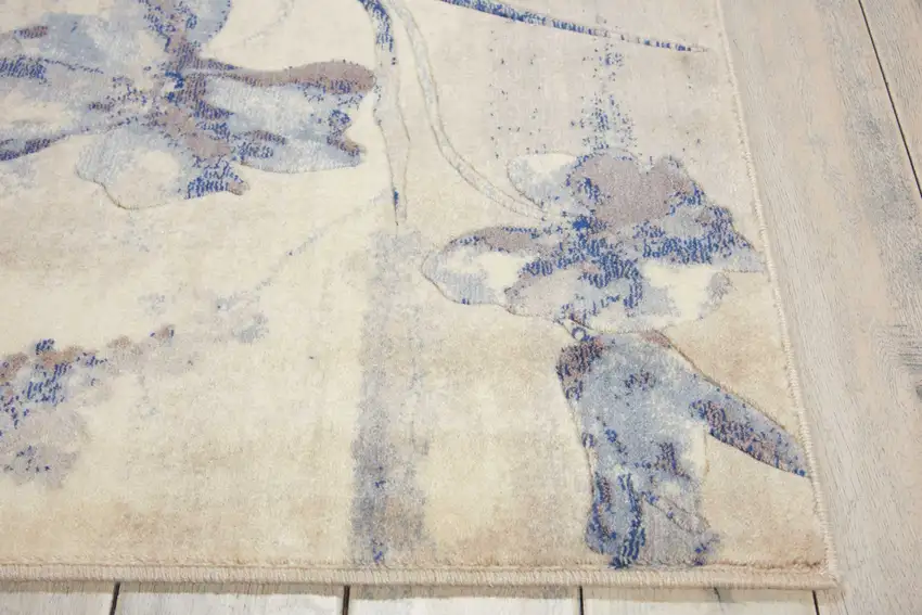 6' Blue Floral Runner Rug Photo 9