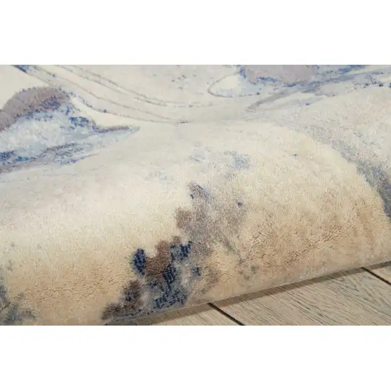 6' Blue Floral Runner Rug Photo 8