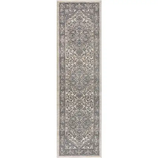 6' Blue Floral Runner Rug Photo 6
