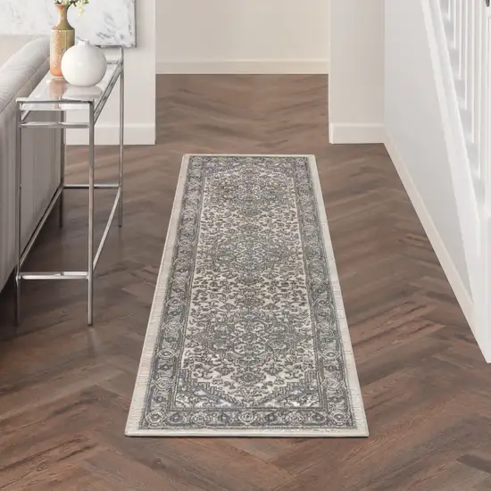 6' Blue Floral Runner Rug Photo 5