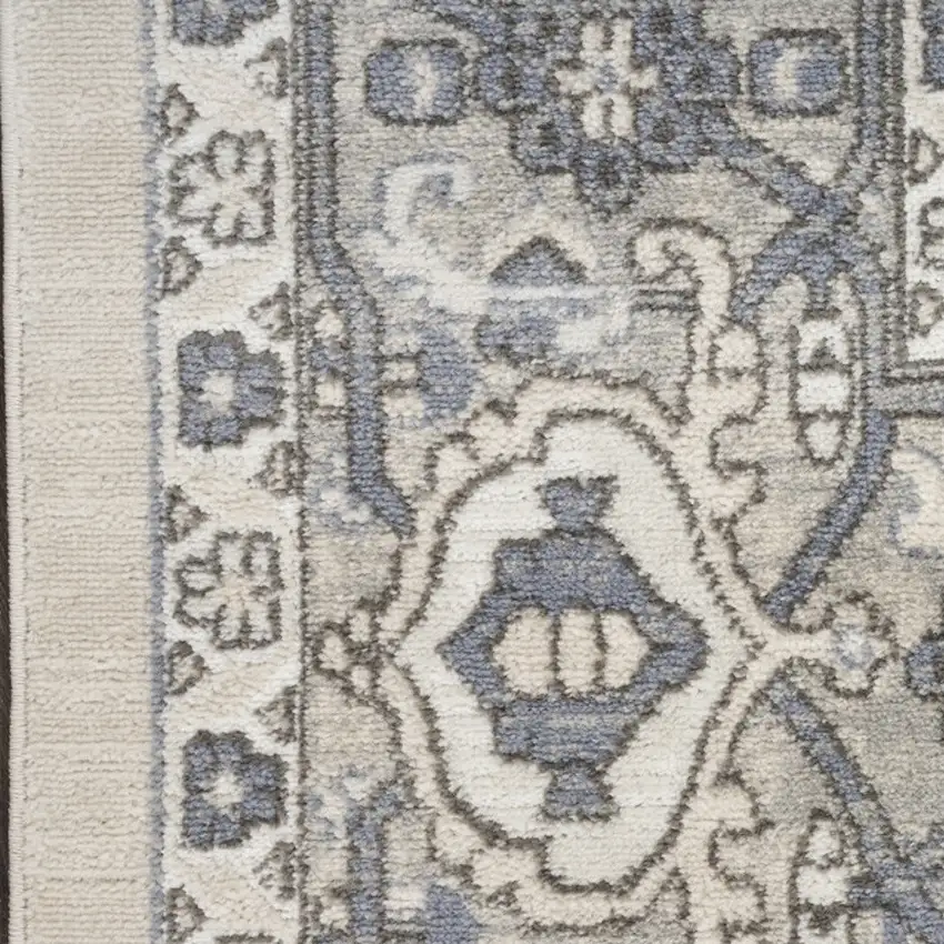6' Blue Floral Runner Rug Photo 7