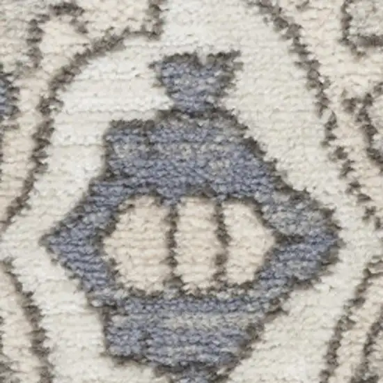 6' Blue Floral Runner Rug Photo 3