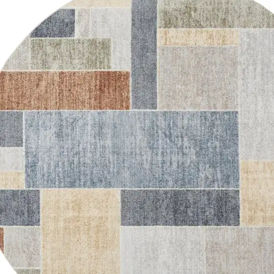 8' Blue Geometric Round Rug Photo 4