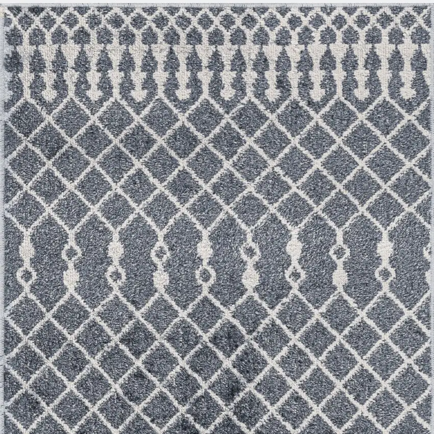 6' Blue Geometric Runner Rug Photo 9