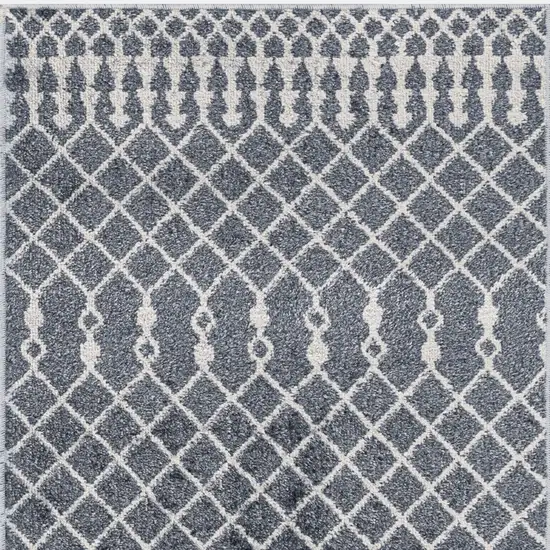 6' Blue Geometric Runner Rug Photo 9