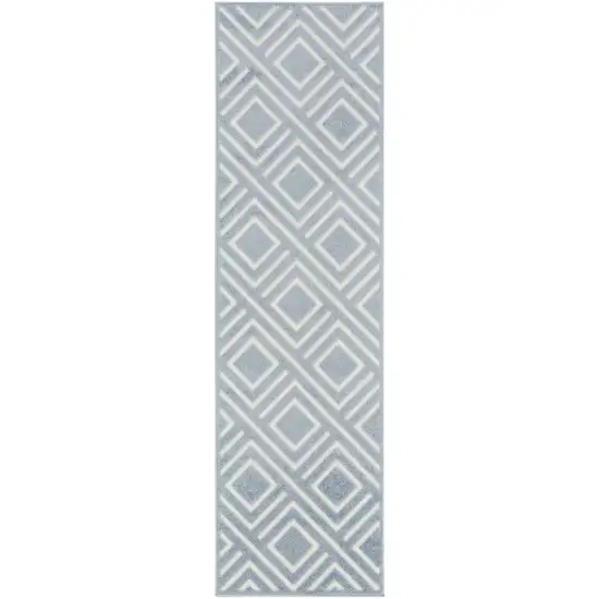 6' Blue Geometric Runner Rug Photo 4