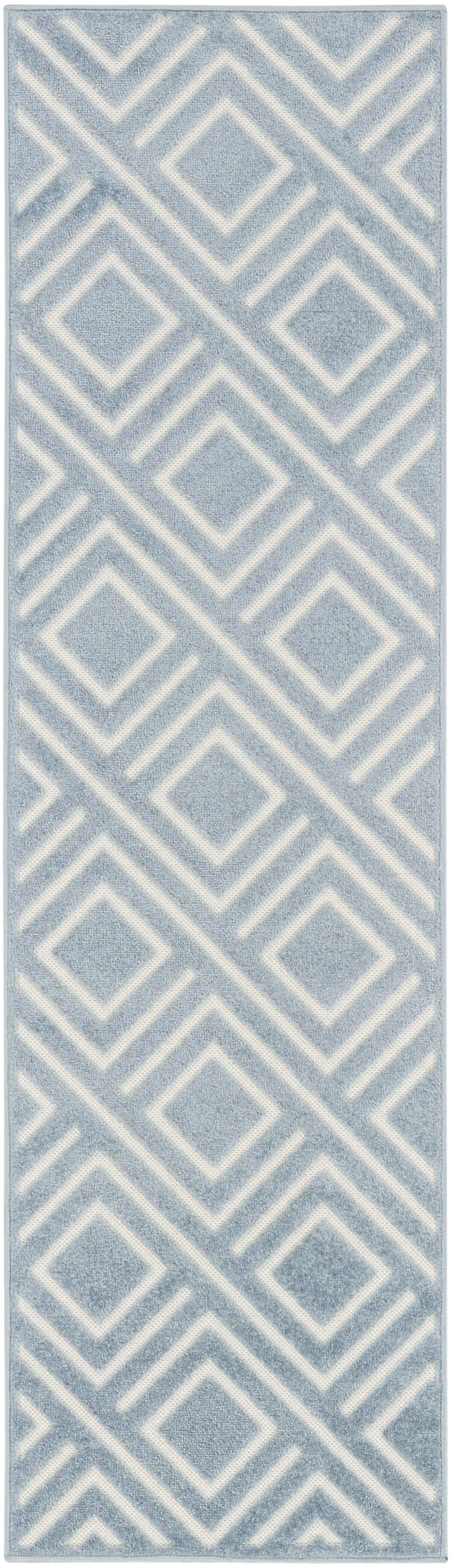 6' Blue Geometric Runner Rug Photo 4