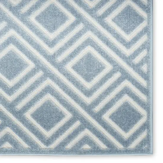 6' Blue Geometric Runner Rug Photo 9