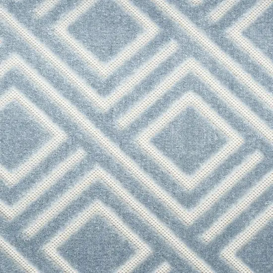 6' Blue Geometric Runner Rug Photo 5