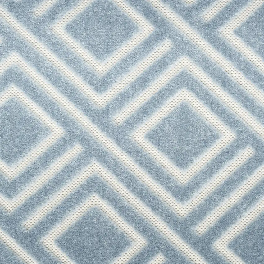 6' Blue Geometric Runner Rug Photo 5