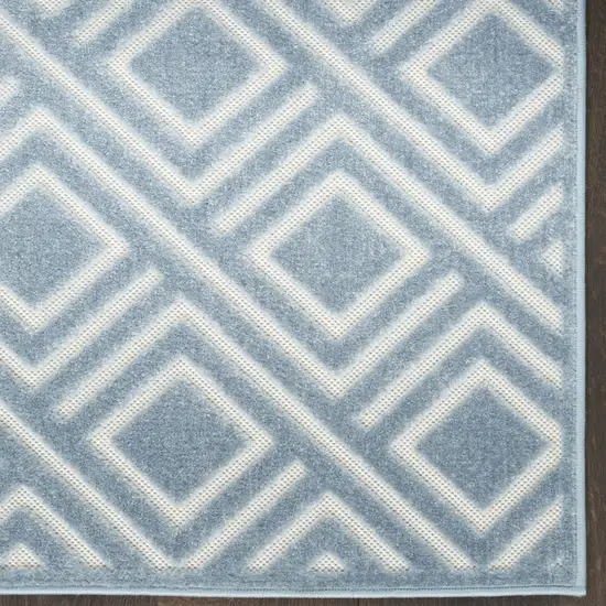 6' Blue Geometric Runner Rug Photo 6