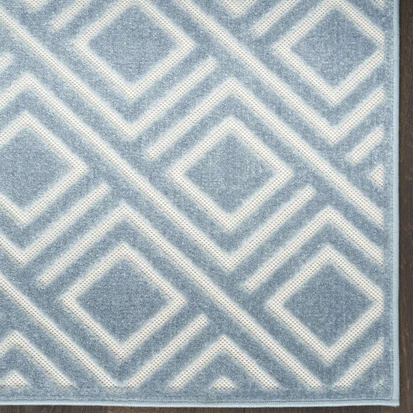 6' Blue Geometric Runner Rug Photo 6