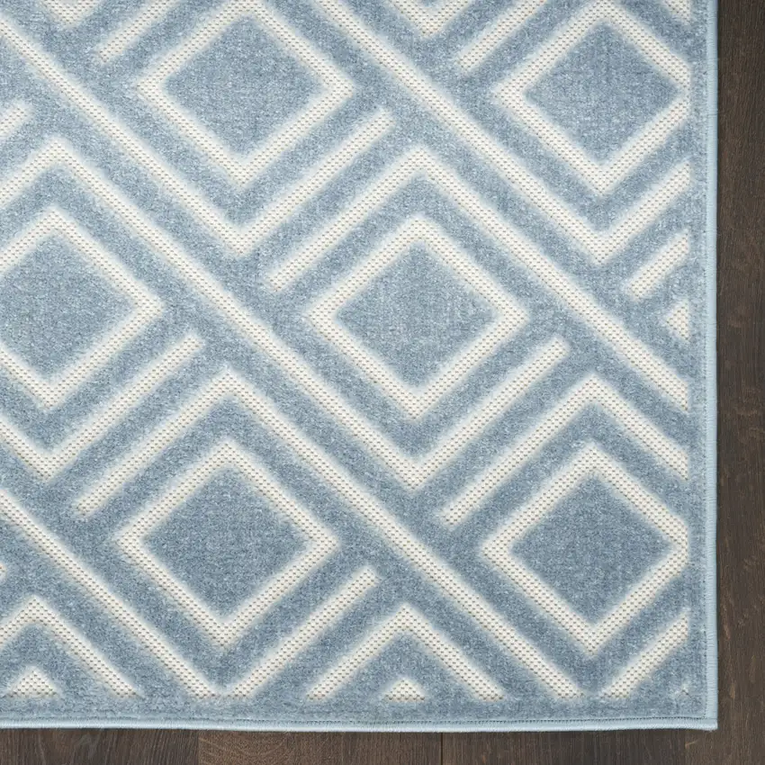 6' Blue Geometric Runner Rug Photo 7