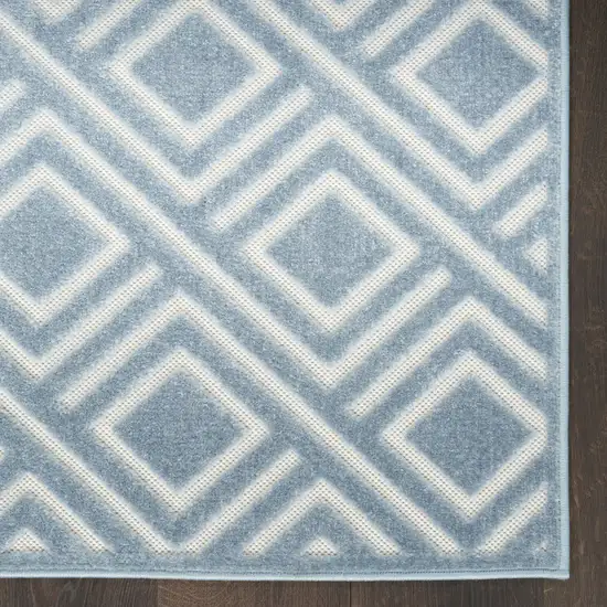 6' Blue Geometric Runner Rug Photo 7