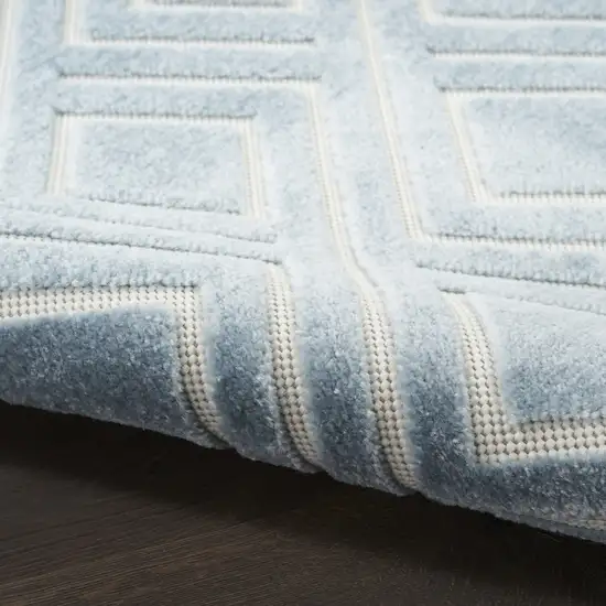 6' Blue Geometric Runner Rug Photo 8