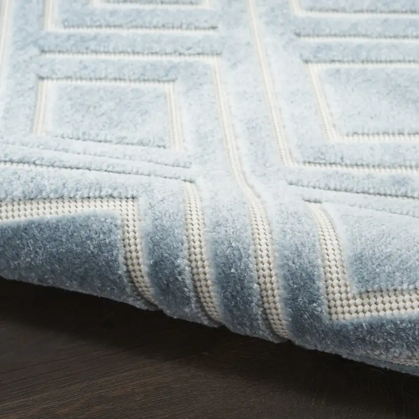 6' Blue Geometric Runner Rug Photo 8