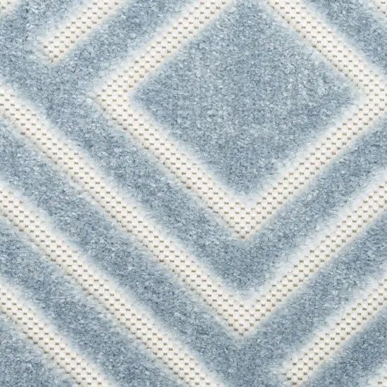 6' Blue Geometric Runner Rug Photo 2