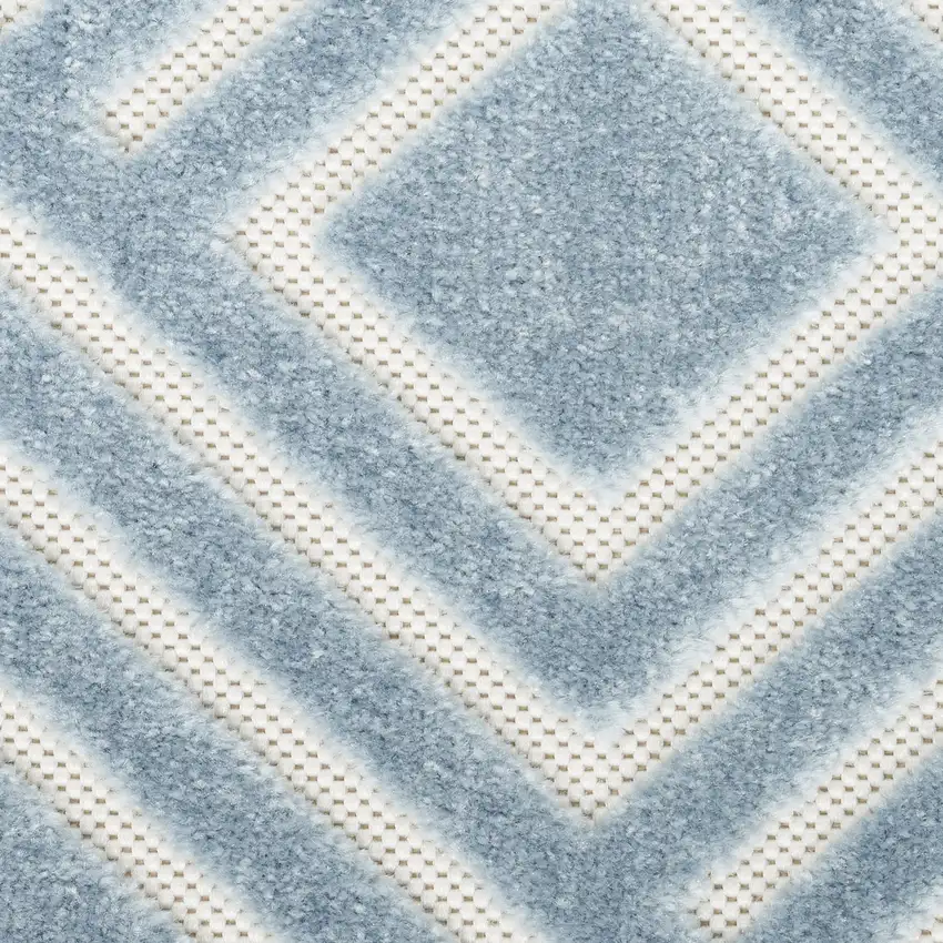 6' Blue Geometric Runner Rug Photo 2
