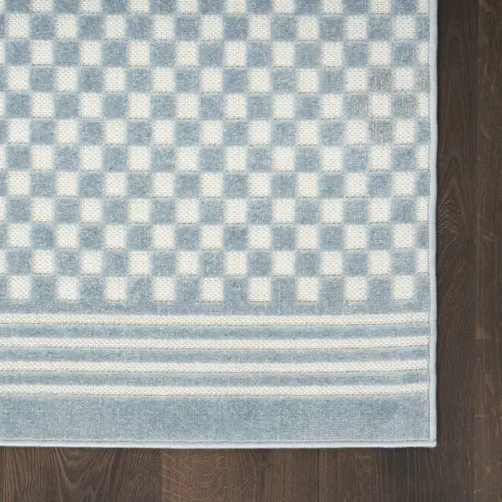 6' Blue Geometric Runner Rug Photo 7