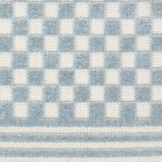 6' Blue Geometric Runner Rug Photo 8