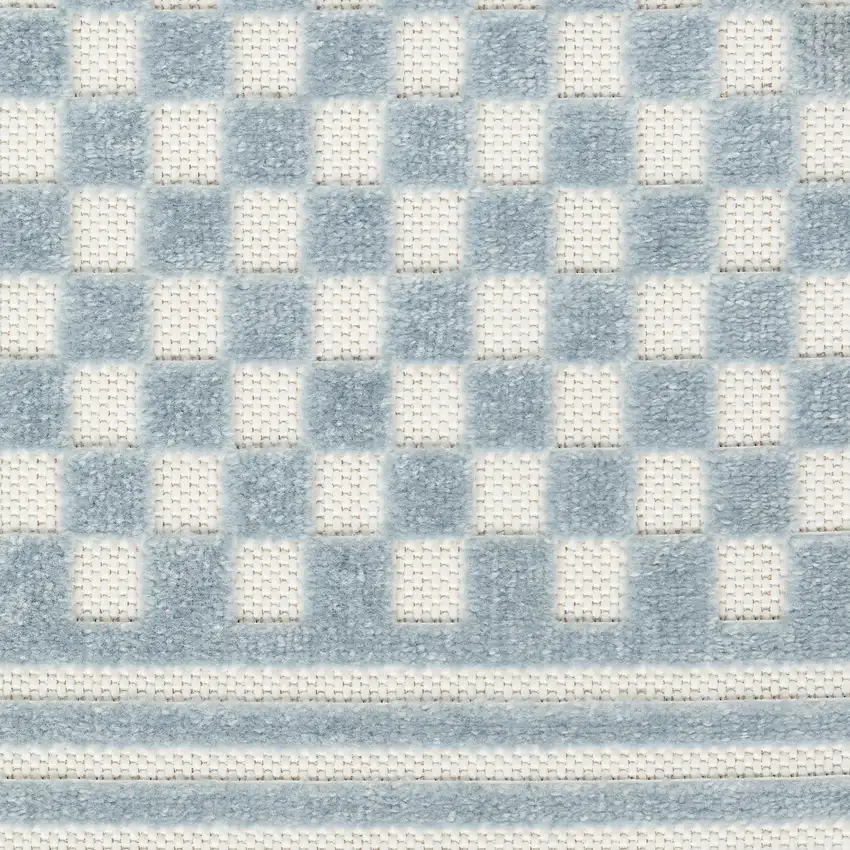 6' Blue Geometric Runner Rug Photo 8