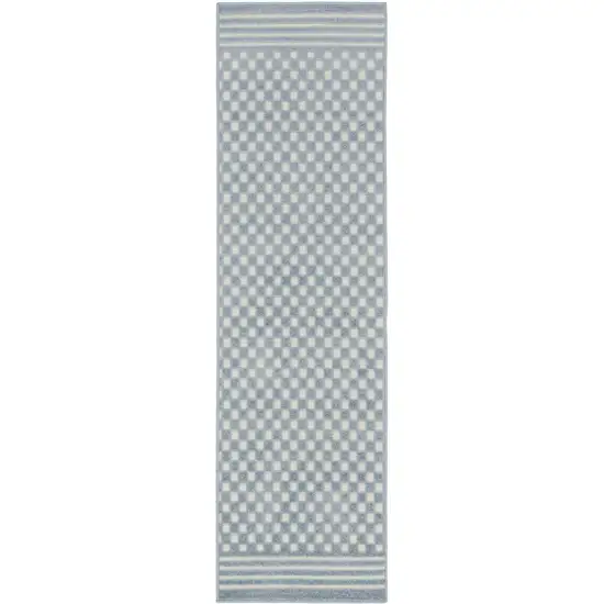 6' Blue Geometric Runner Rug Photo 1