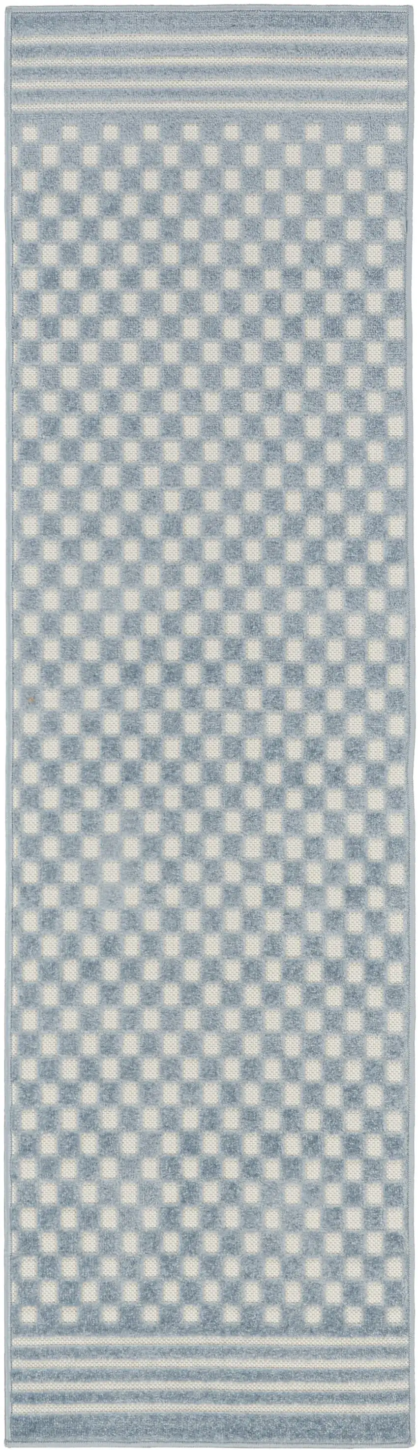 6' Blue Geometric Runner Rug Photo 1