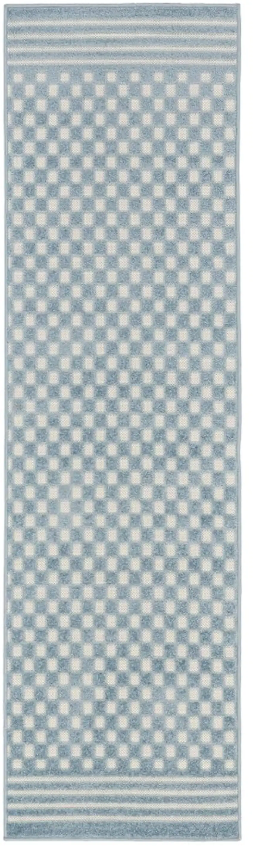 6' Blue Geometric Runner Rug Photo 1