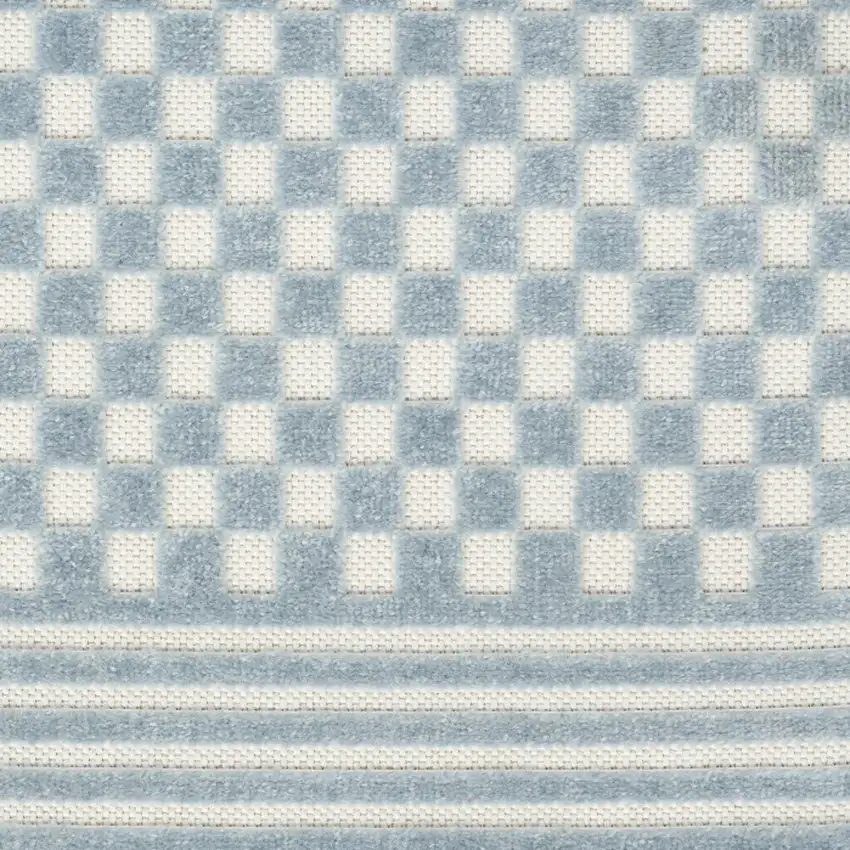 6' Blue Geometric Runner Rug Photo 7