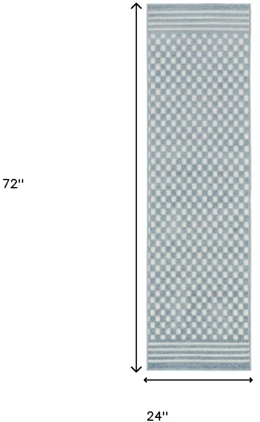 6' Blue Geometric Runner Rug Photo 9