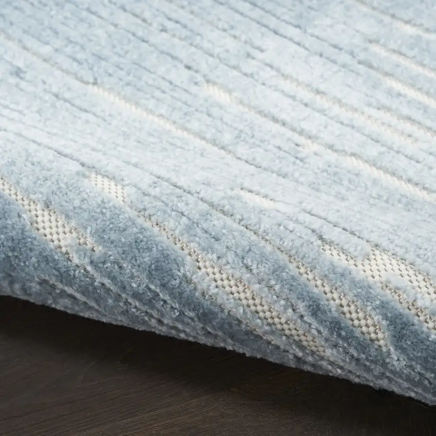 6' Blue Geometric Runner Rug Photo 4