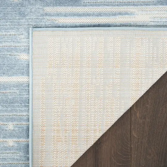 6' Blue Geometric Runner Rug Photo 6