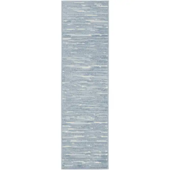 6' Blue Geometric Runner Rug Photo 1