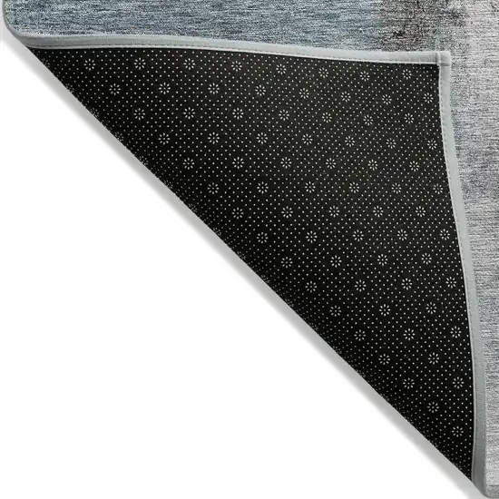 8' Blue Gray And Black Round Abstract Washable Indoor Outdoor Area Rug Photo 3