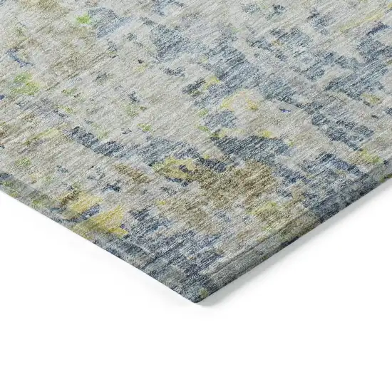 8' Blue Gray And Green Round Abstract Washable Indoor Outdoor Area Rug Photo 4