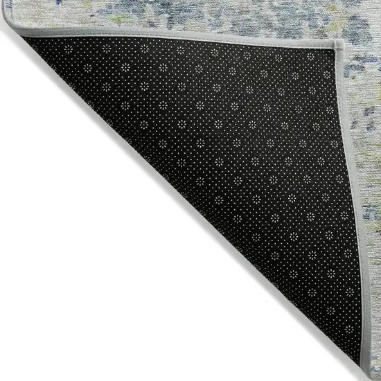 8' Blue Gray And Green Round Abstract Washable Indoor Outdoor Area Rug Photo 3
