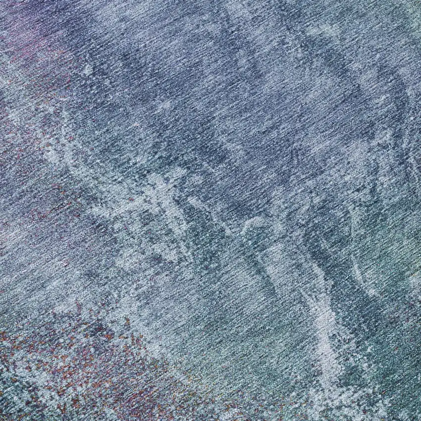 8' Blue Gray And Green Round Abstract Washable Indoor Outdoor Area Rug Photo 8