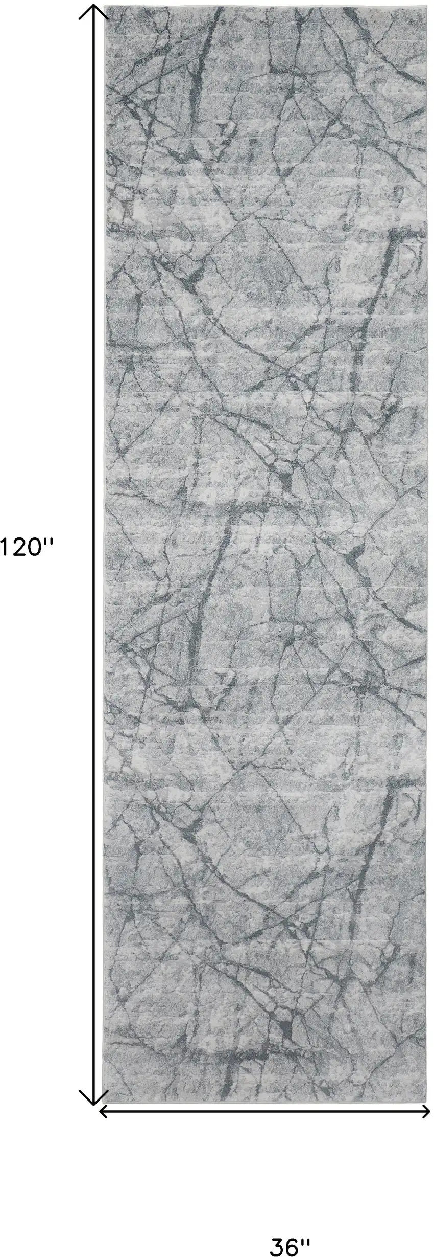10' Blue Gray And Ivory Abstract Distressed Stain Resistant Runner Rug Photo 6