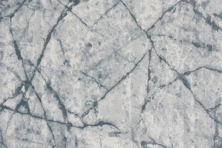 10' Blue Gray And Ivory Abstract Distressed Stain Resistant Runner Rug Photo 4