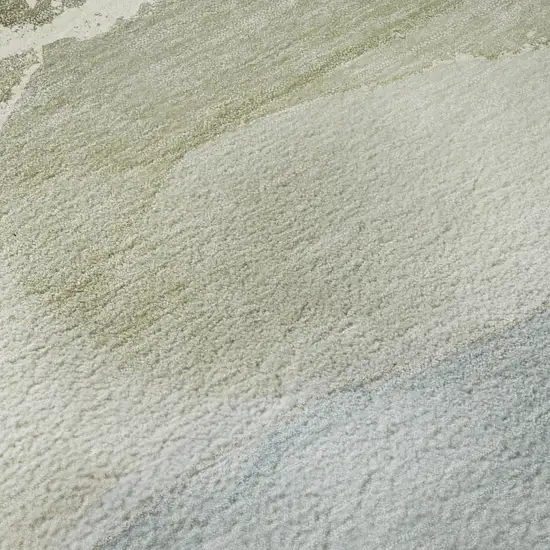 8' Blue Gray And Ivory Abstract Washable Round Rug With UV Protection Photo 9