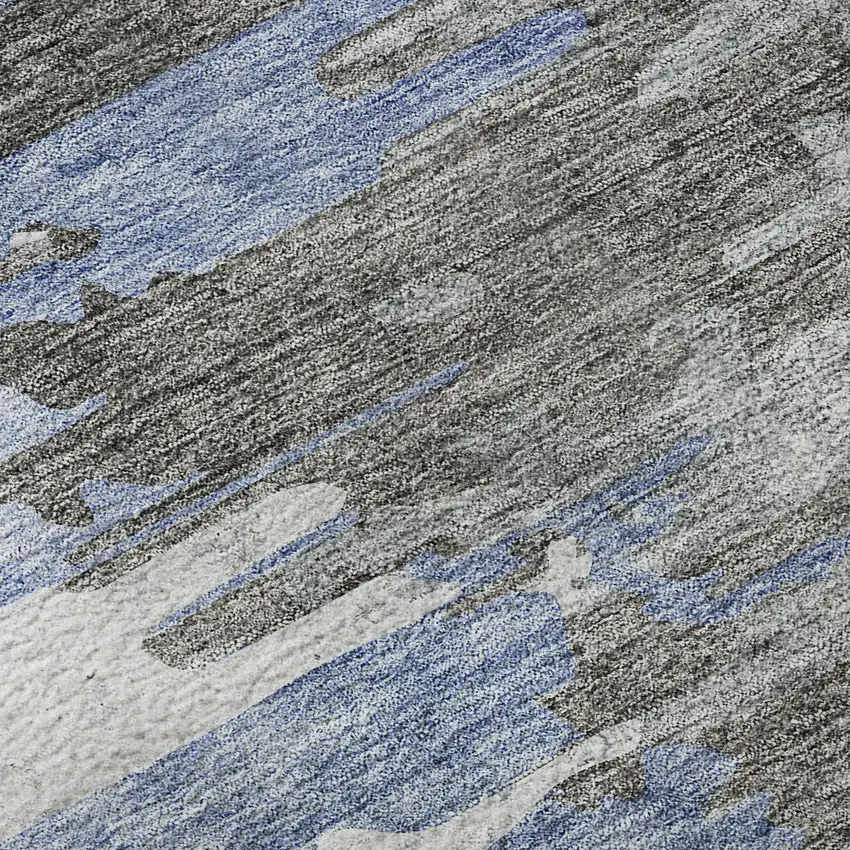 8' Blue Gray And Ivory Abstract Washable Round Rug With UV Protection Photo 8