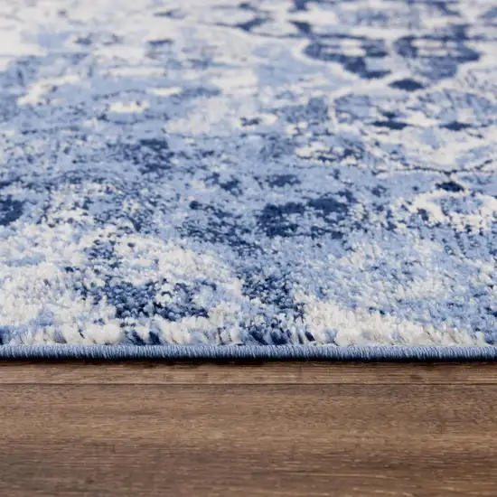 8' Blue Gray And Ivory Medallion Area Rug Photo 5