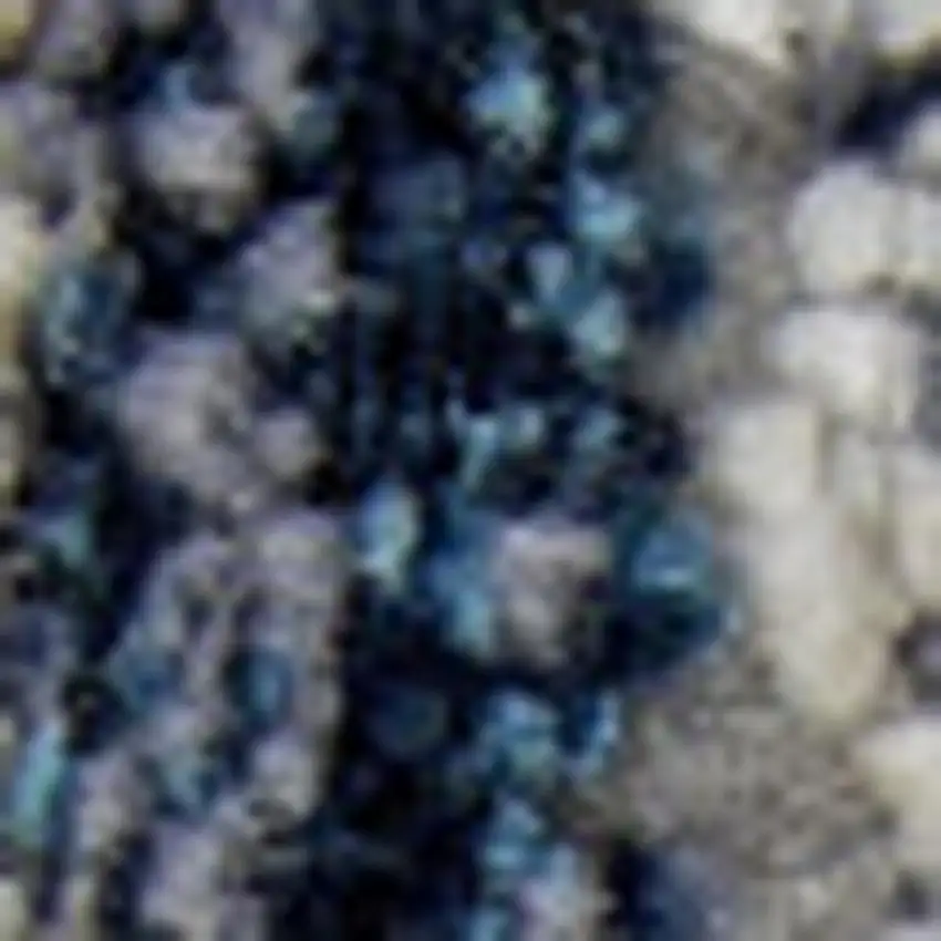 8' Blue Ivory And Gray Striped Distressed Runner Rug Photo 3