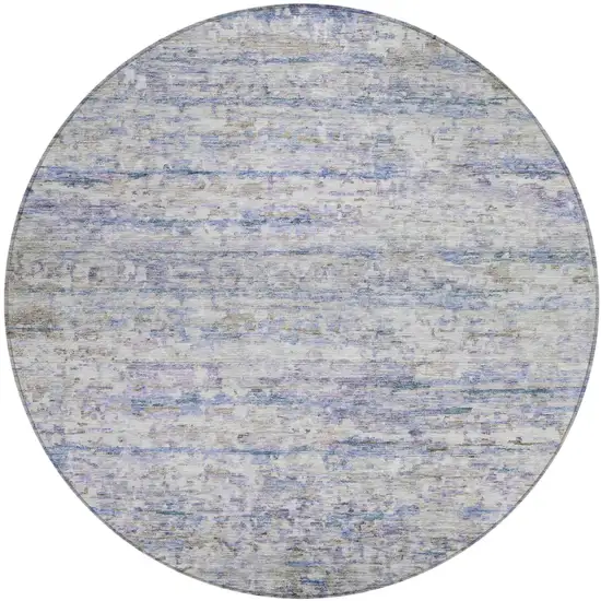 8' Blue Gray And Purple Round Striped Washable Indoor Outdoor Area Rug Photo 2