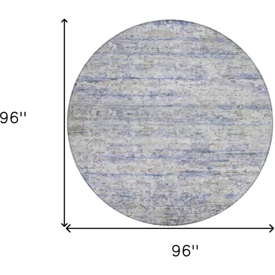 8' Blue Gray And Purple Round Striped Washable Indoor Outdoor Area Rug Photo 9
