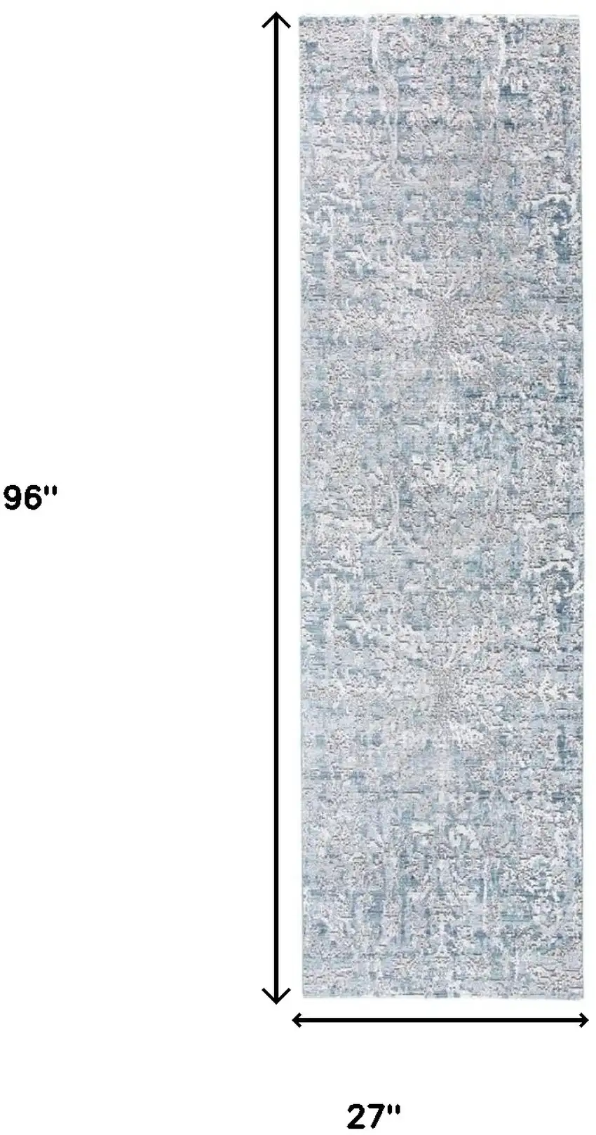 8' Blue and Gray Abstract Distressed Runner Rug Photo 3