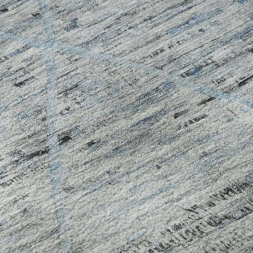 8' Blue Gray And Silver Abstract Geometric Washable Round Rug With UV Protection Photo 8