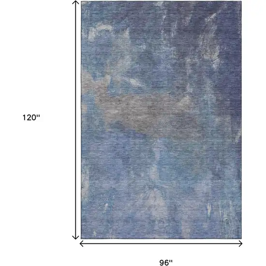 8' Blue Gray And Silver Abstract Washable Area Rug With UV Protection Photo 7