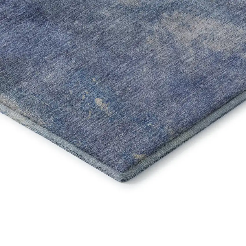 8' Blue Gray And Silver Abstract Washable Area Rug With UV Protection Photo 7