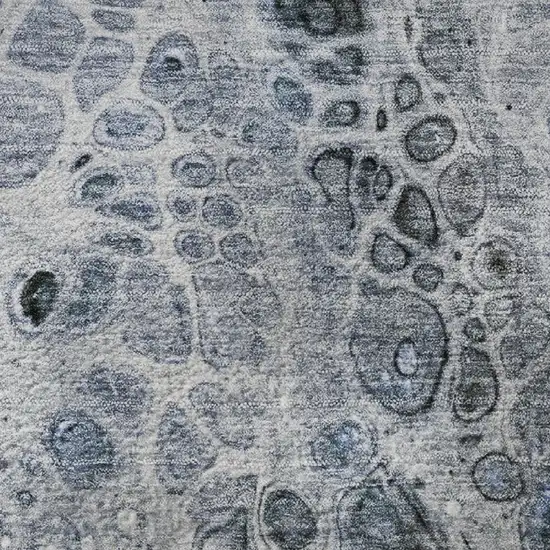 8' Blue Gray And Silver Abstract Washable Round Rug With UV Protection Photo 9